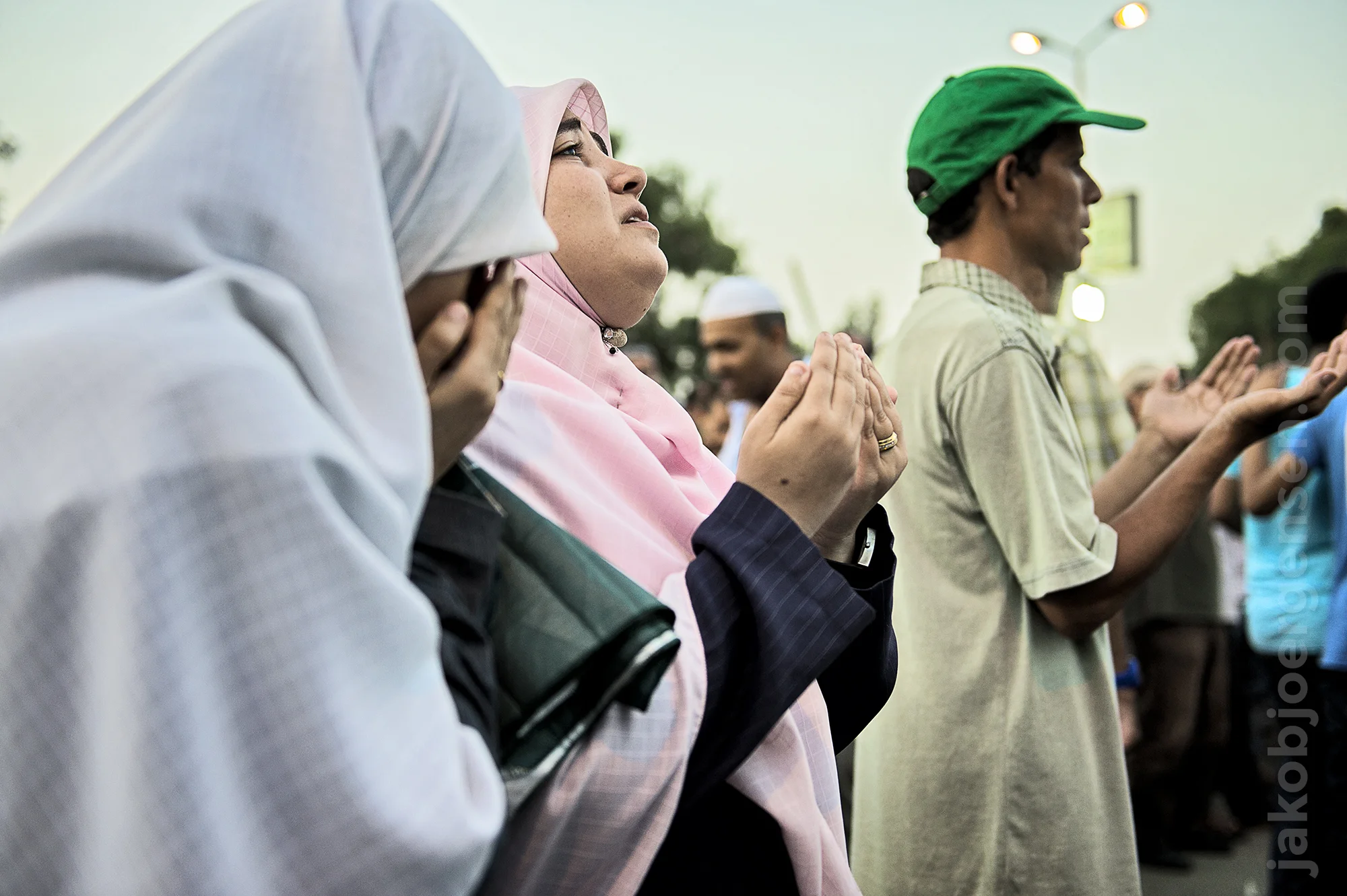 Pro-Mursi supporters at Rabaa Square during Friday prayers. July 2013.