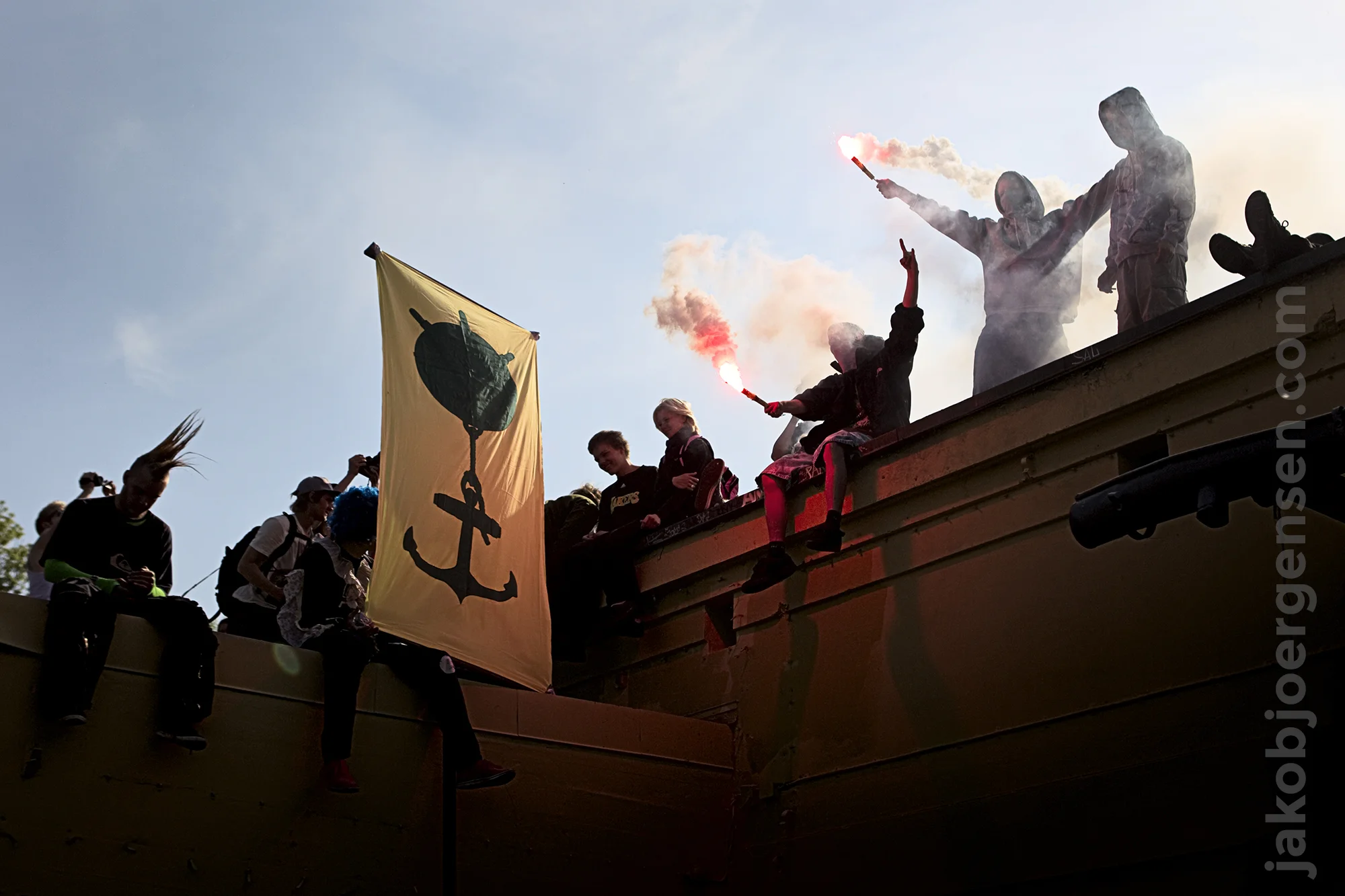 Young people occupie an old abandoned military building named "Søminen" (The Sea Mine). May 2011.