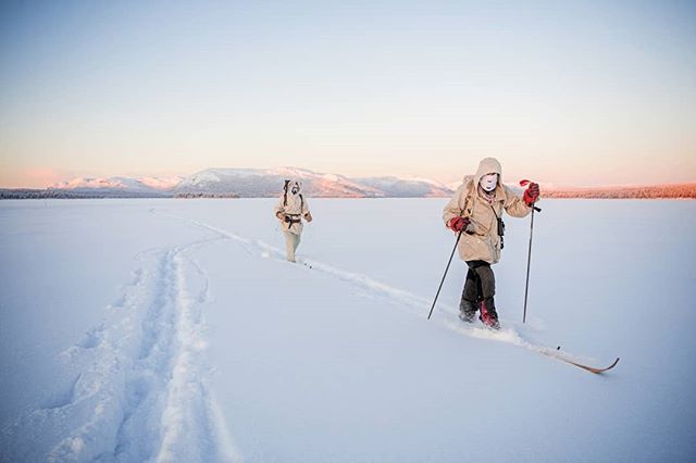 #skiing on #woodenskis in -36C. It is as #cold as it is #beautiful. #hunting for #capercaillie in #swedishlapland is a demanding and rewarding experience 
#hunt arranged by NordGuide 
#reportage for @jagtvildtogvaaben 
#lapland #letsgohunting #lookin