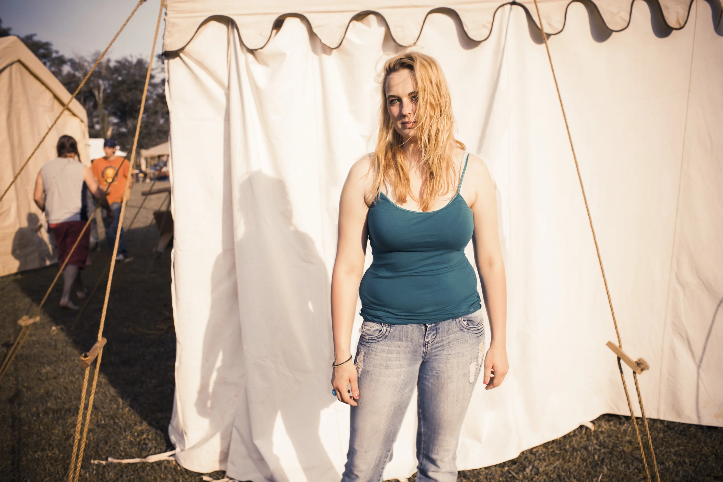 Woman in Front of Tent, Tennessee, Tamara Reynolds, Southern Route