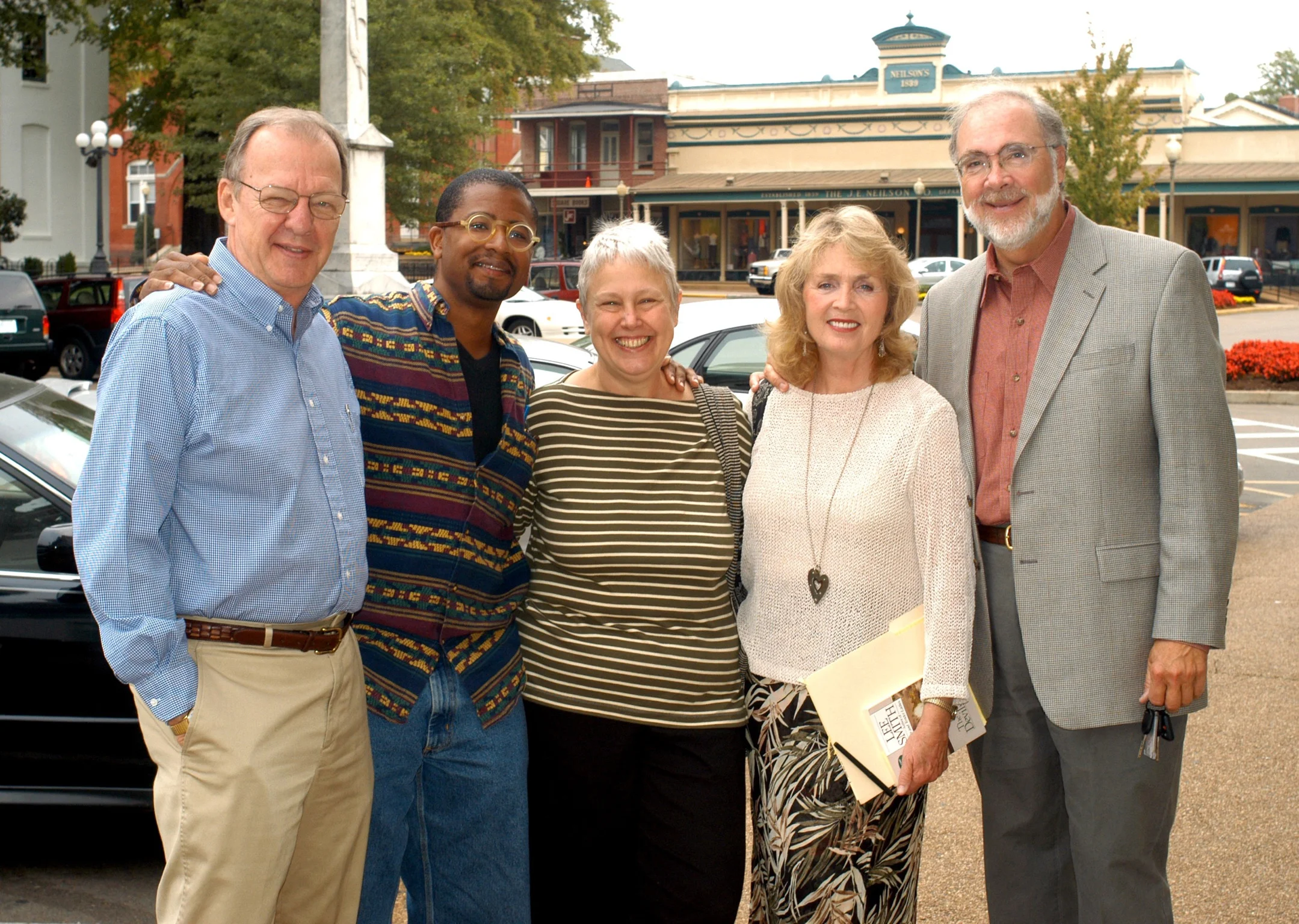 John egerton at the sfa's 2003 fall symposium in oxford, Mississippi, with the writers Lolis Eric Elie, Ronni Lundy, Lee Smith, and Hal Crowther.