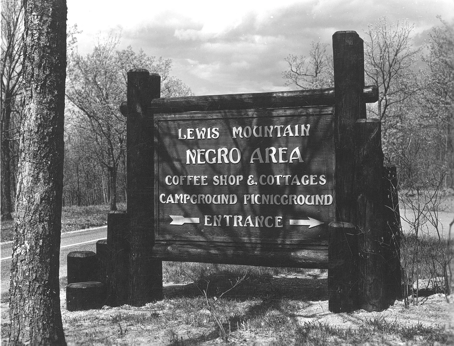 "Separate but equal" in practice; a separate "Negro Area" at Lewis Mountain in Shenandoah National Park