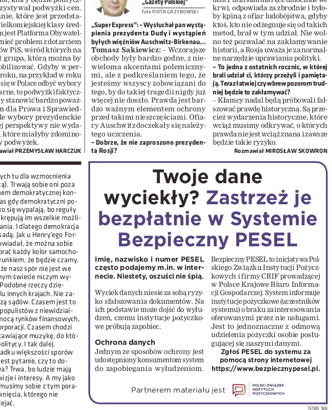 » Kampania reklamowa Systemu Bezpieczny PESEL w Super Expressie