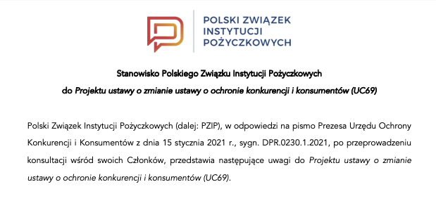 » Stanowisko PZIP w sprawie Projektu ustawy o zmianie ustawy o ochronie konkurencji i konsumentów (UC69)