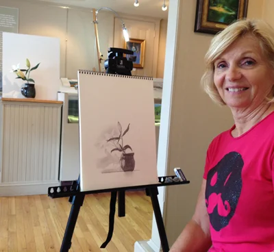 Abraxas' mom Sue completed her first sketch since childhood at a recent class!