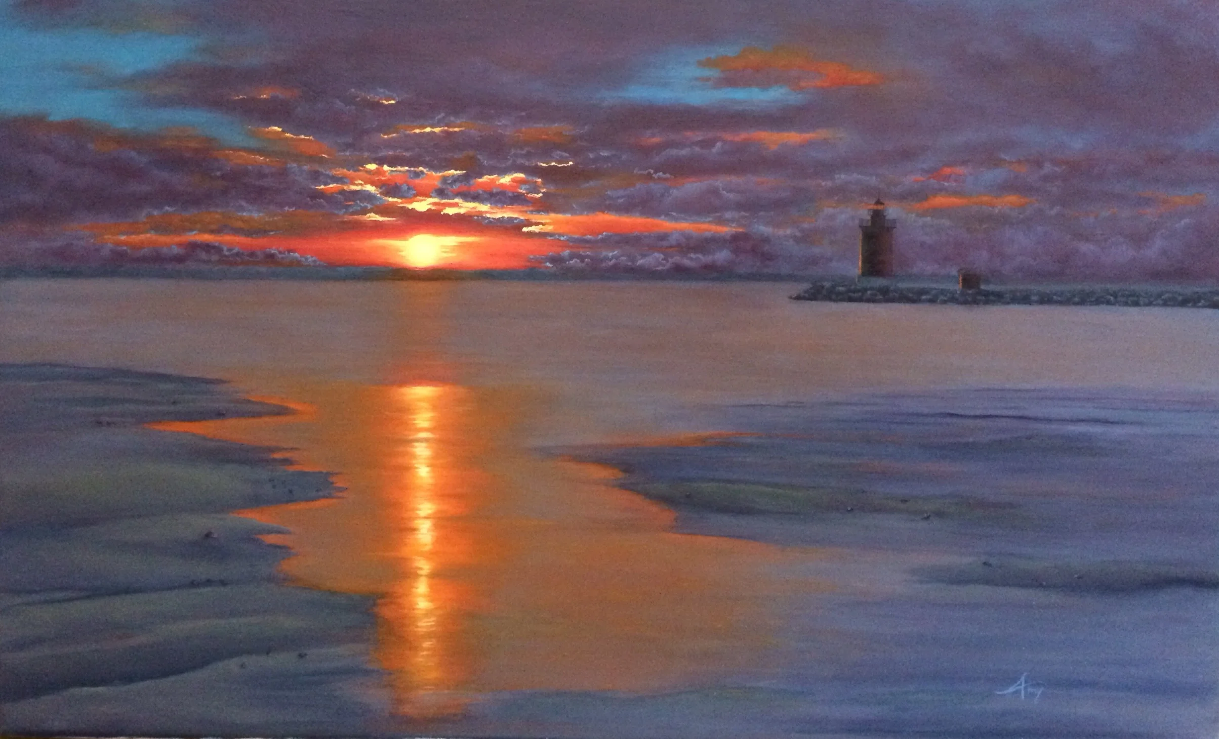 “Afterglow” Oil on Linen painted by Amy Adamcik in class.