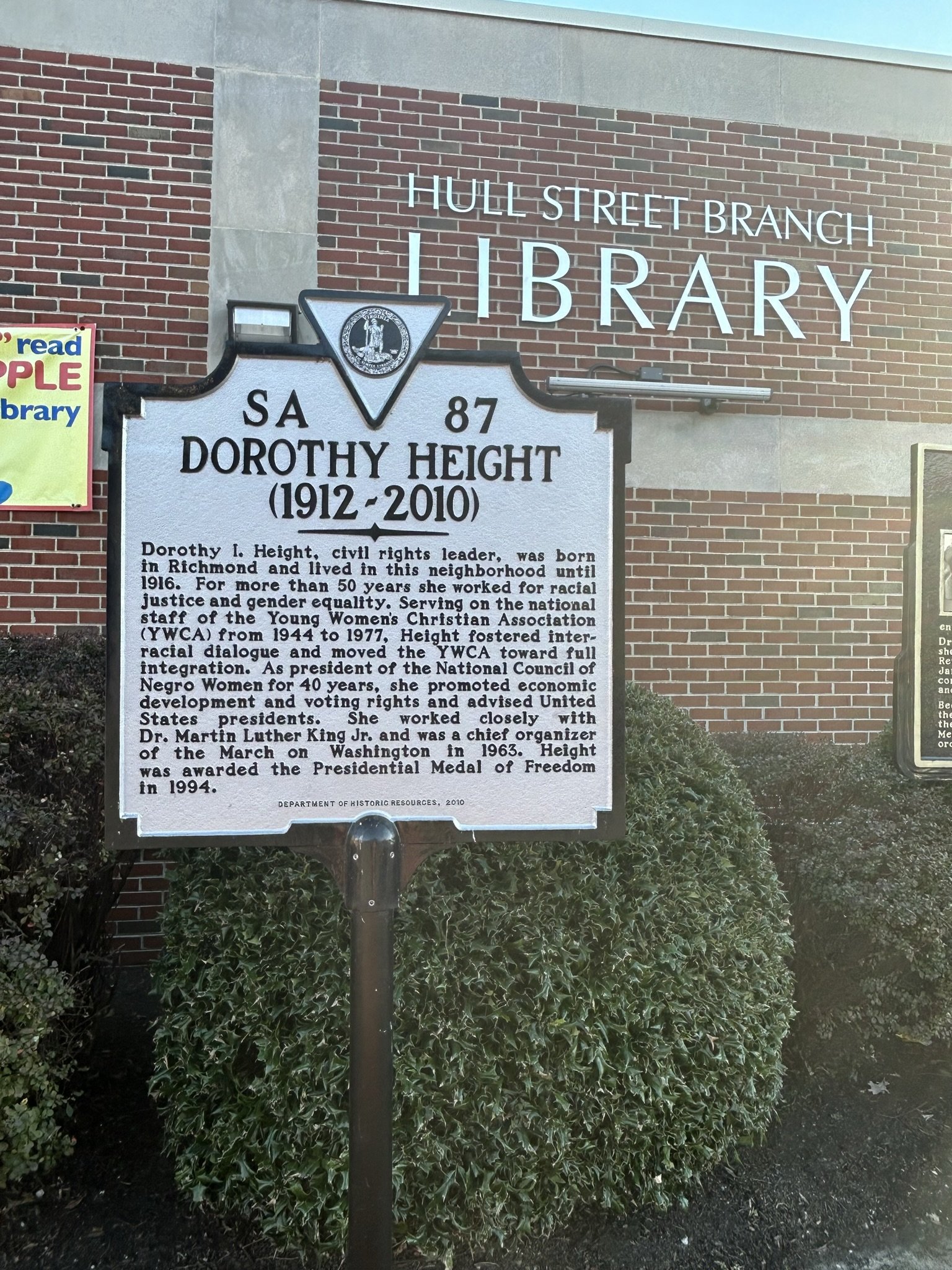 Dr. Dorothy I. Height Highway Marker 