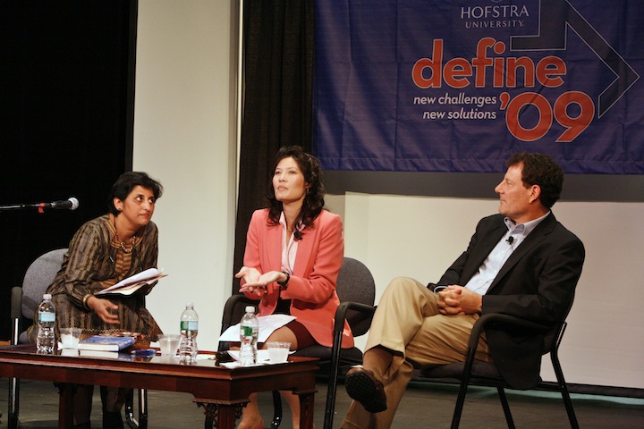 Interviewing authors Nicholas D. Kristof and Sheryl WuDunn, on the launch of their book, Half the Sky . 