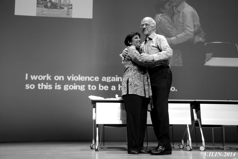 Former president of the International Sociological Association (2014-18), Margaret Abraham, with previous president of the ISA, Michael Burawoy.