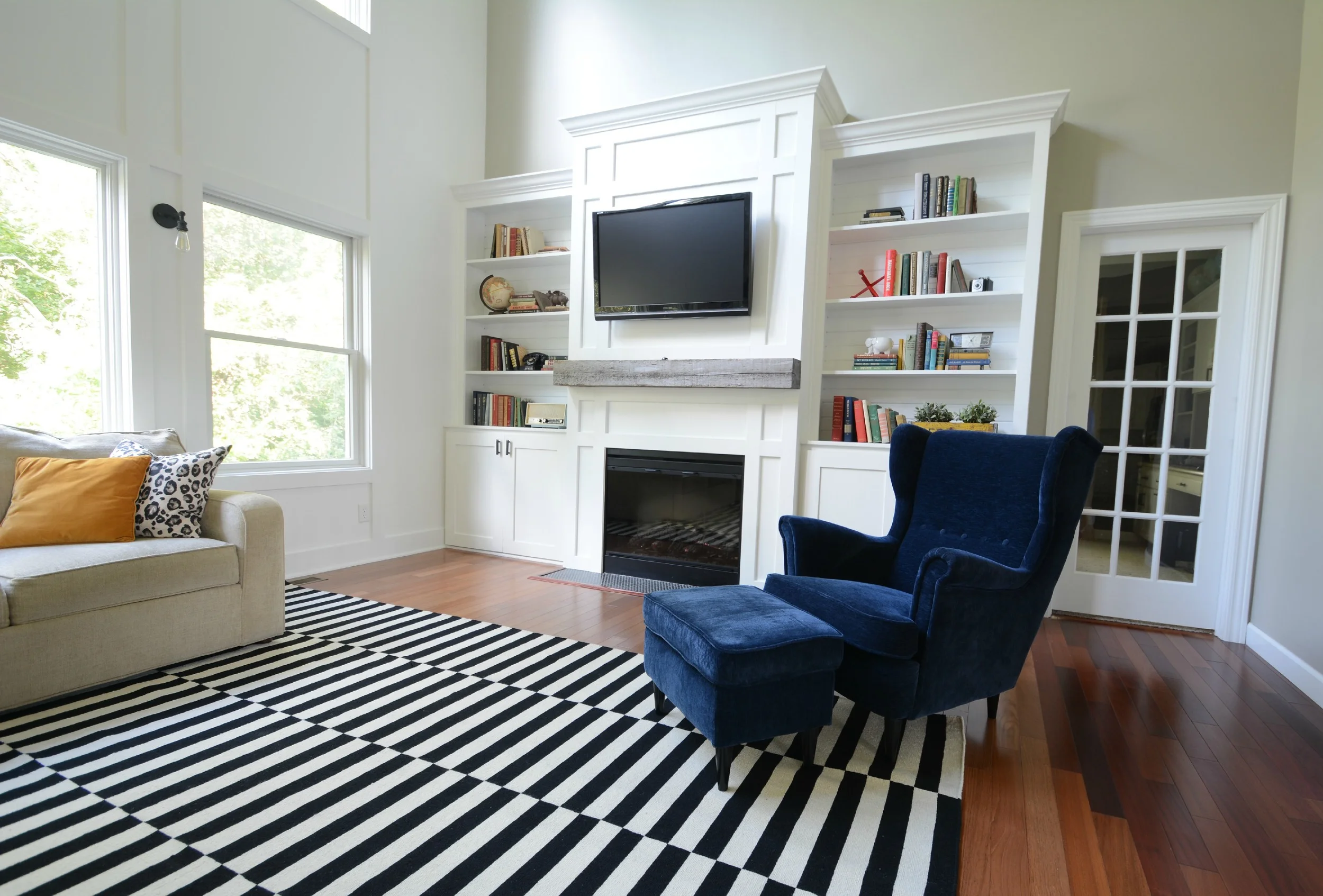 IKEA STOCKHOLM ウールラグ 170×240 白黒ストライプ STOCKHOLM rug 