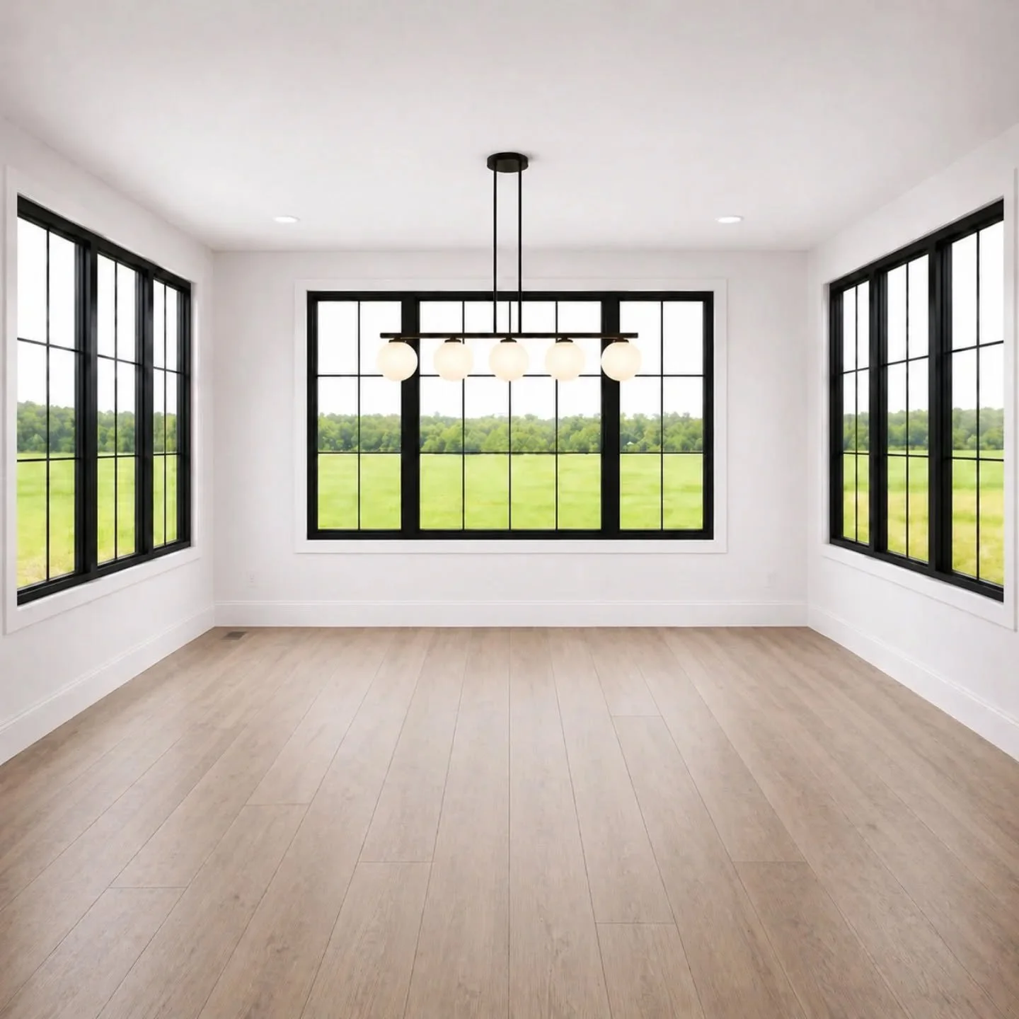 I've been working through the design of each room of the new house. The easiest has been the dining room! We're going to let the windows and the view be the star of the show. I'm leaning towards keeping everything from our current dining room because