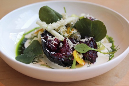 Rotisseri Crisped Beet & Bulgur Salad with Apples & Creamed Horseradish at Narcissa