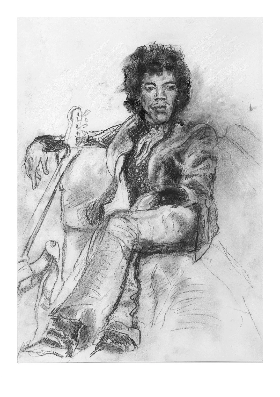 Jimi  Study , Pencil on Paper Size 42 x 20.5 cm Unframed ..jpg