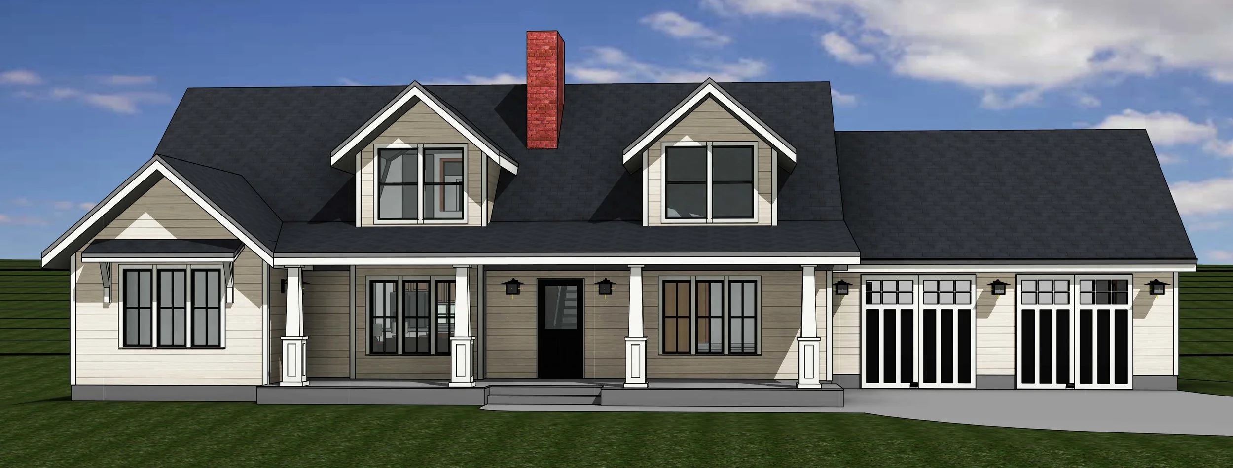 Historic Packard Manor with outdoor kitchen and garage addition.