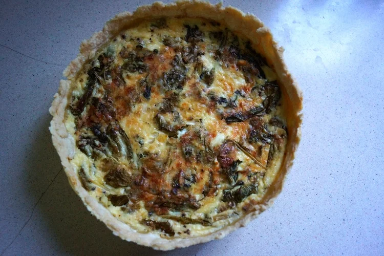 7.11.14 Bitter Greens and Bacon Quiche with Feta and Parmesan