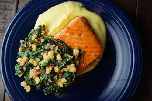11.18.14 Maple Soy Glazed Salmon with Sauteed Spinach