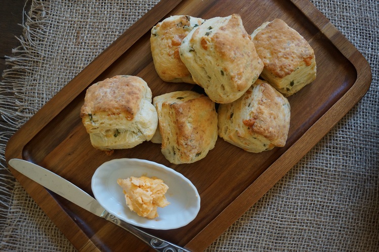 White Cheddar and Scallion Biscuits with Hot Sauce Butter