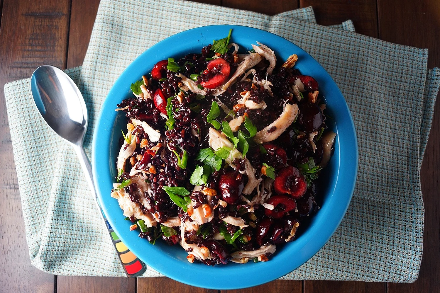 7.7.15 Black Rice Salad with Chicken and Cherries