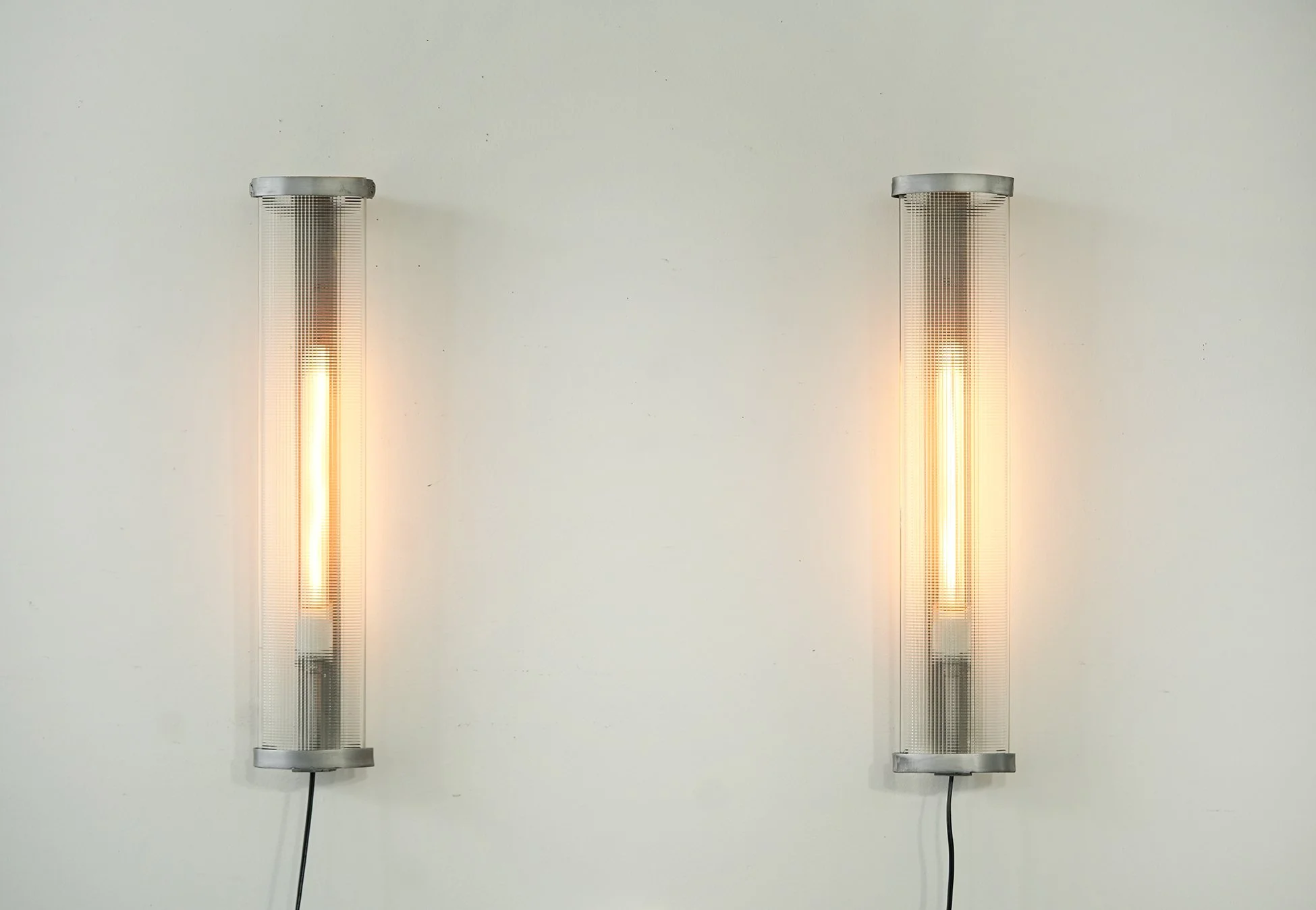 Custom Steel Sconce with Vintage 1960's Holophane Glass