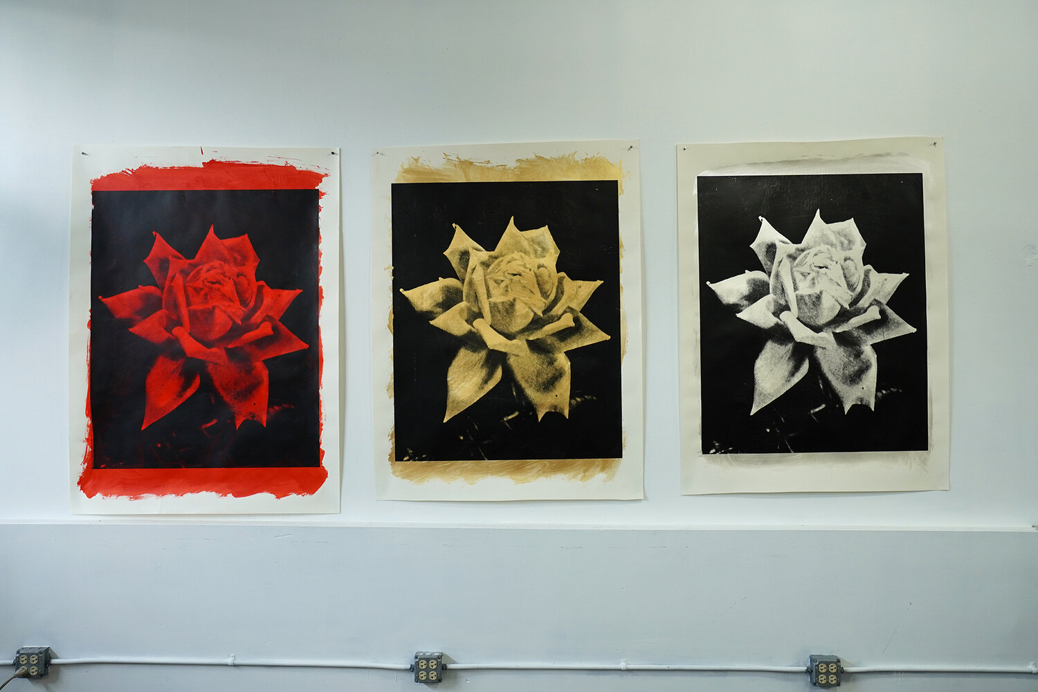 Large Gold Rose Acrylic on Drawing Paper (signed) — AGENT GALLERY CHICAGO