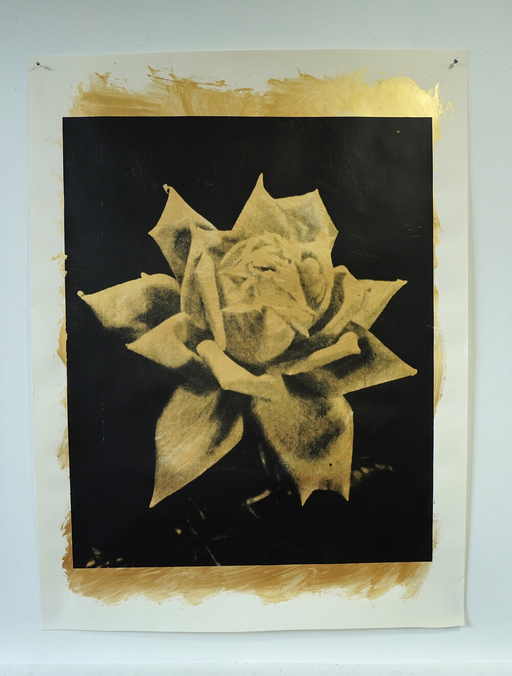 Large Gold Rose Acrylic on Drawing Paper (signed) — AGENT GALLERY CHICAGO