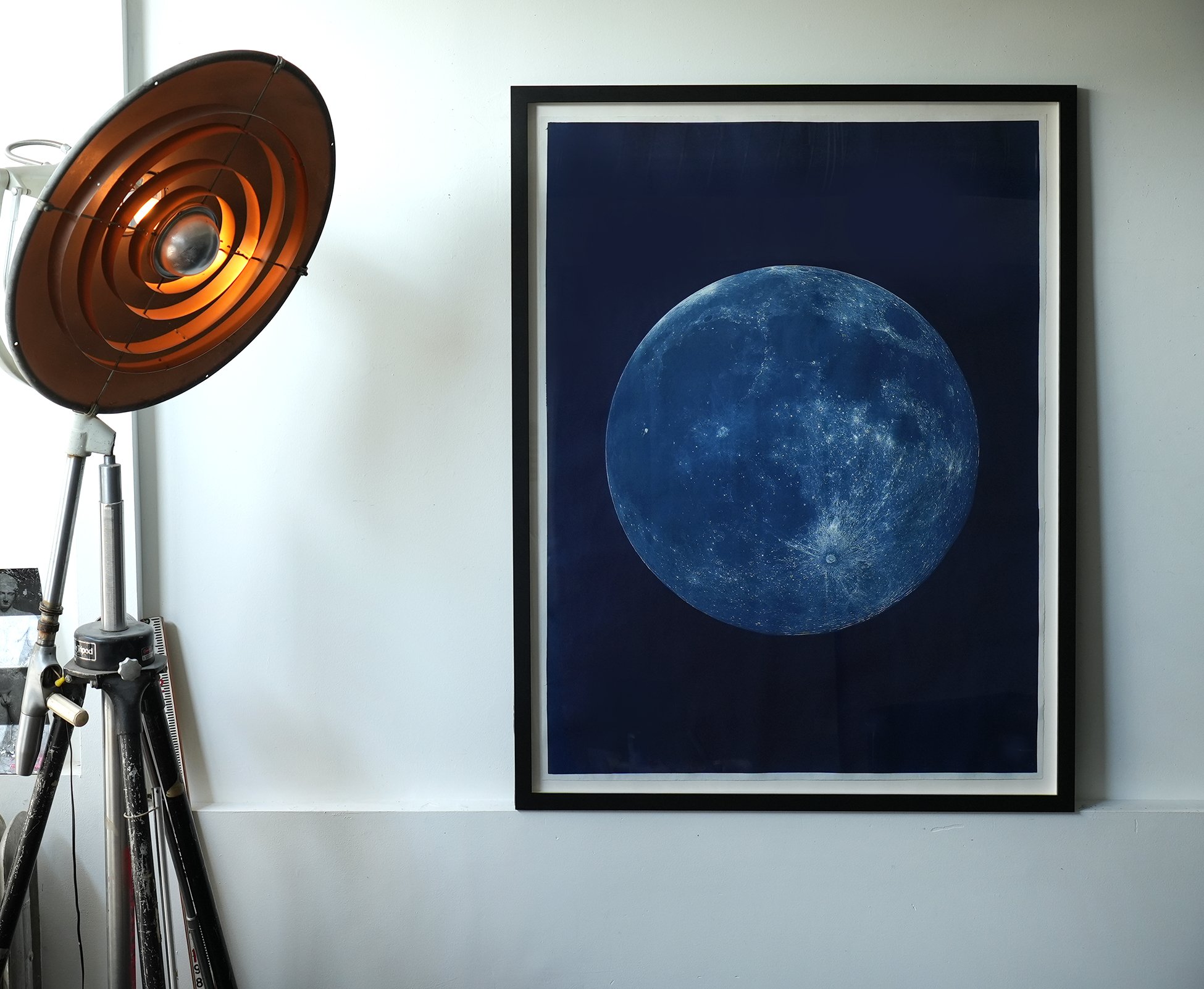 Large Moon Cyanotype on Watercolor Paper 49.5