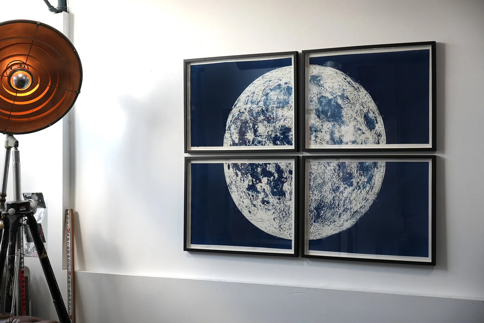 Lunar Quadrant Cyanotypes Framed 50.5