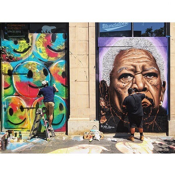 Raleigh raising voices 📣 using talent for good! Our downtown is filled with incredible murals standing for justice, unity, and raising the bar for our humanity. Artwork by @creative_feels @inkcesart and @jalel_ronin (@morganfreeman). 📸 by @katiebai