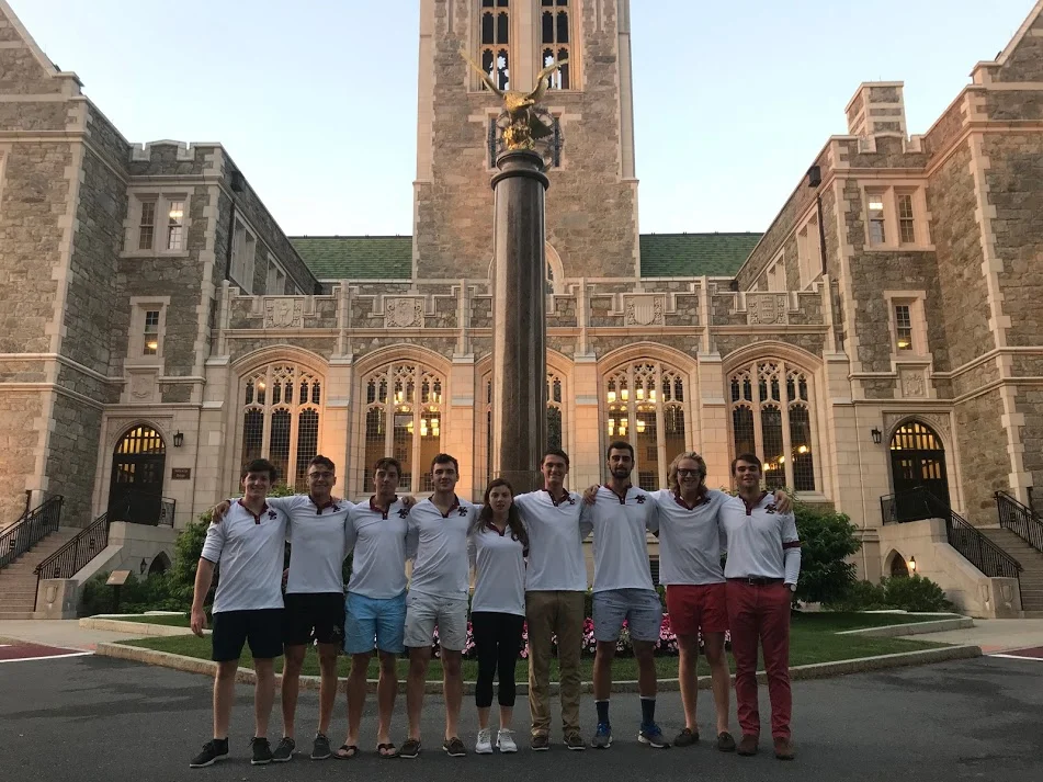 You already know we had to get that Gassongram before we left. Pictured from left to right: Matt Poindexter (sophomore, bow), Kyle Wiant (junior, 2 seat), Alex Chansky (senior, 3 seat), Sean Bradley (sophomore, 4 seat), Sophia Bicks (junior, coxswain), Alex Martin (junior, 5 seat), Gavin Cunningham (sophomore, 6 seat), Steven Wagner (junior, 7 seat), and Henry Hawley (junior, stroke). Not pictured: Emily Charnowski (team administrator), Alex Dillon (Head Coach).