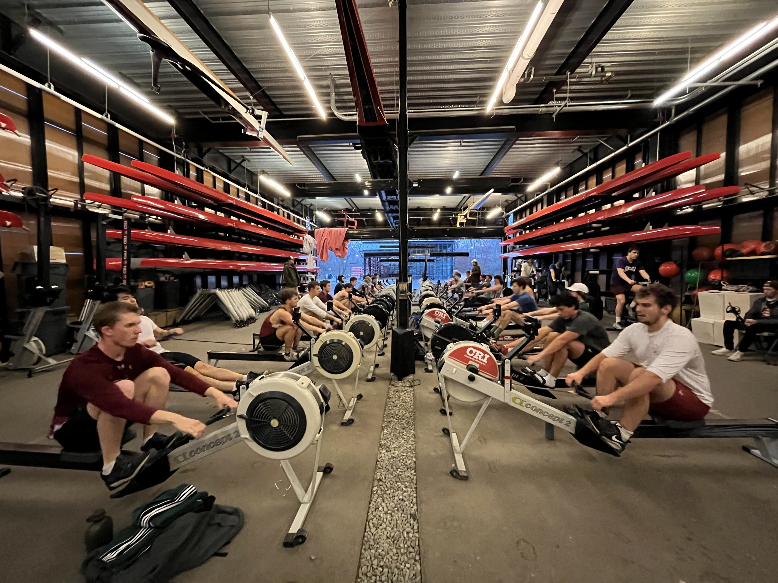  Erg training in the boat bay, winter 2021-2022 