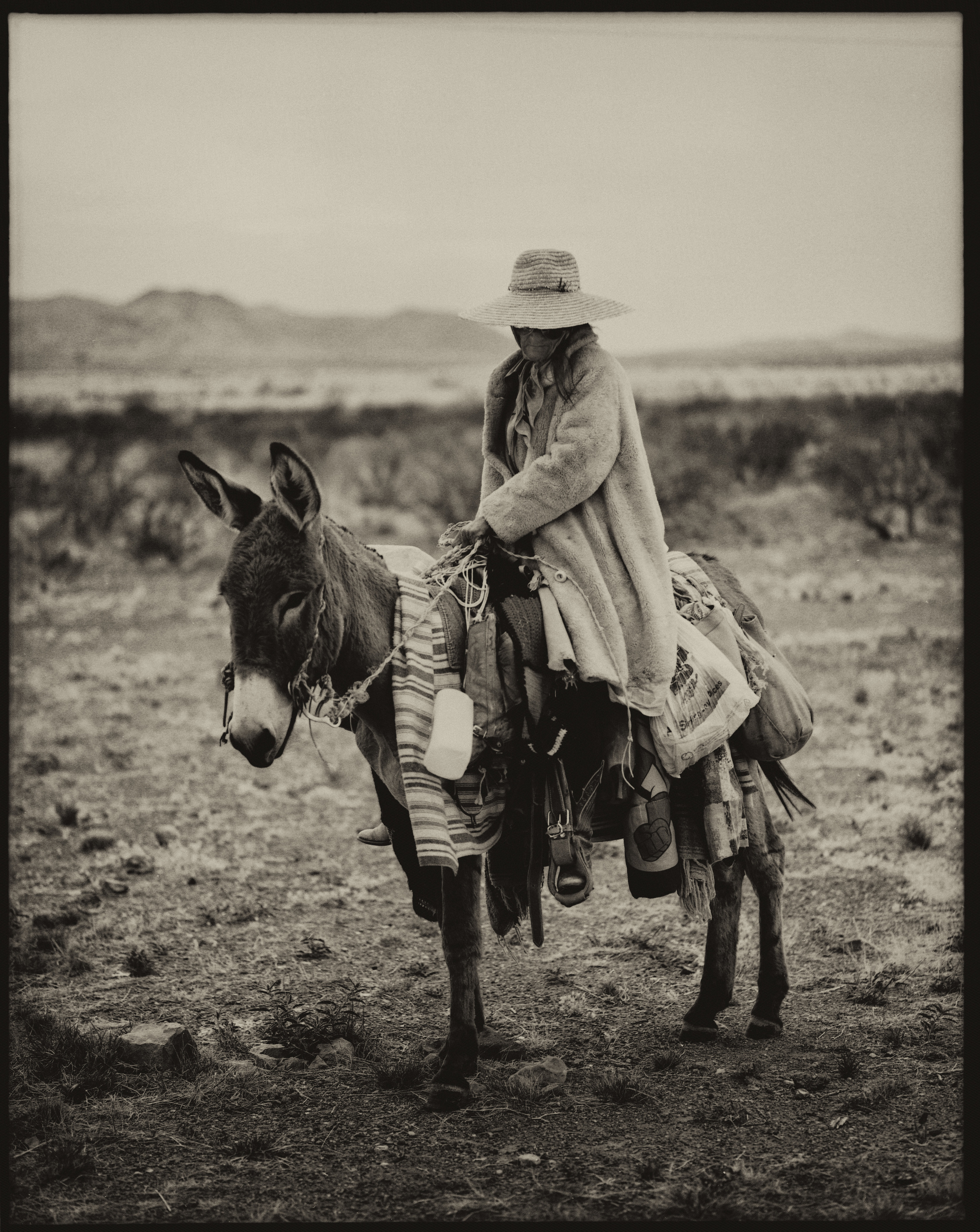 A Lady and Her Donkey, West Texas
