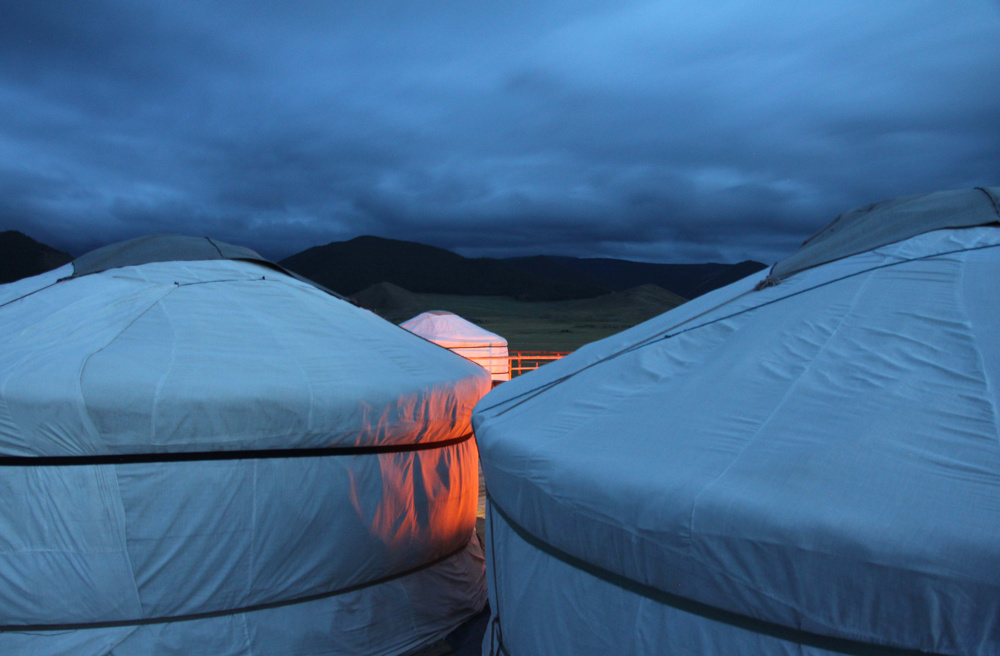 Ger camp at night, Mongolia