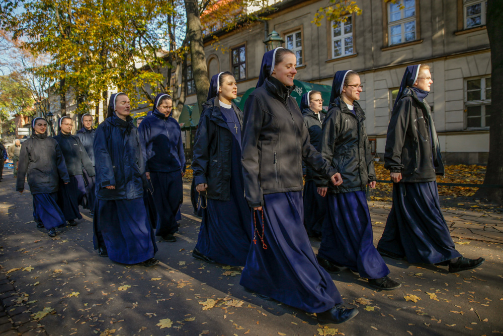 Squadron of nuns, Krakow, Poland