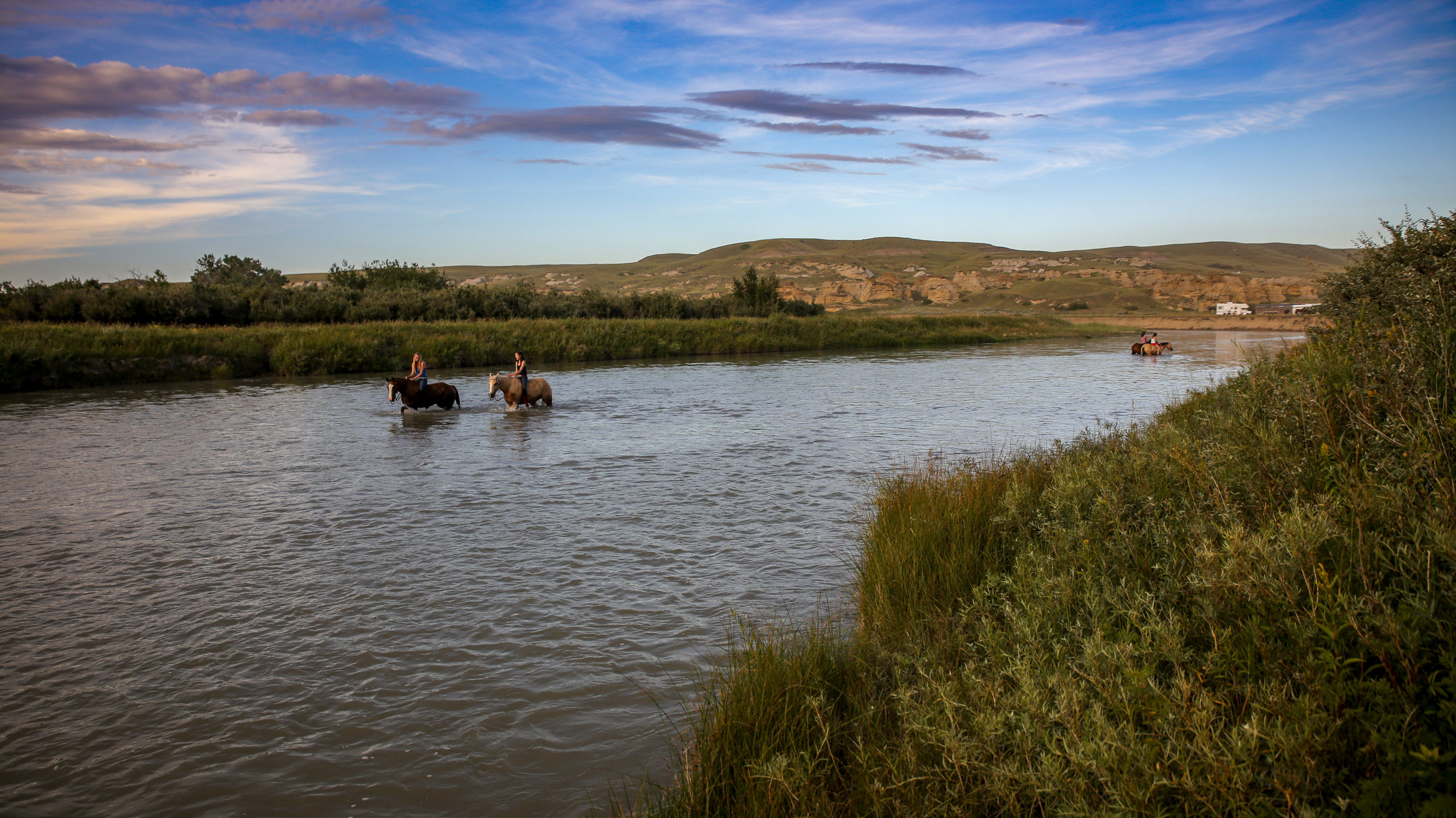 Cooling off in the Milk River, Writing-On-Stone Rodeo, 2013