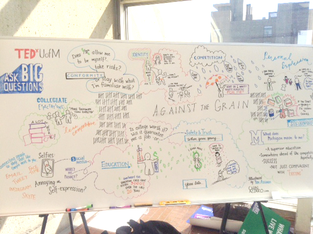 Graphic recording for TEDxUM at the Power Center in Ann Arbor