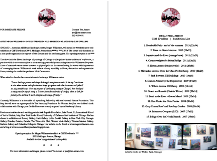 Artist press release with logo brand and inventory list for exhibition