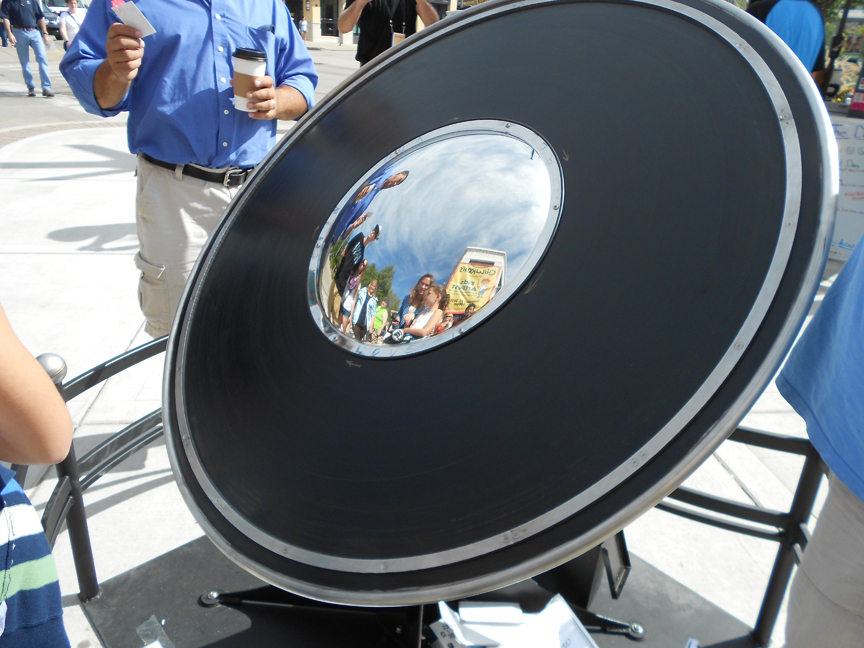 A phonograph that sung the phrase "All You Need Is Love" when you held a business card along the ridges.