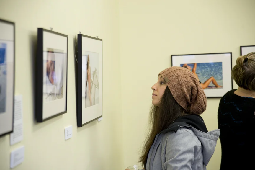 Graphic designer Anne-Marie Kim of Genui Forma checks out Iman. 