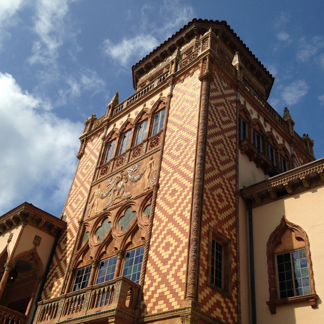 The tower of the Ca'd'Zan, or "House of John", the Ringlings' home. 
