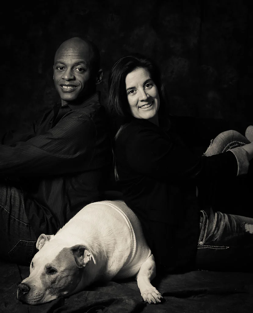 Family Portraits in Studio Mom Dad and Precious The Dog
