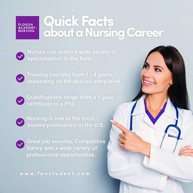 thinking about a career in nursing?
here are some quick facts to help your decision.
Source: https://www.medicalnewstoday.com/articles/147142.php

We offer an LPN program as well as a Nursing RN-BSN Program. 
apply online | book an appointment
https: