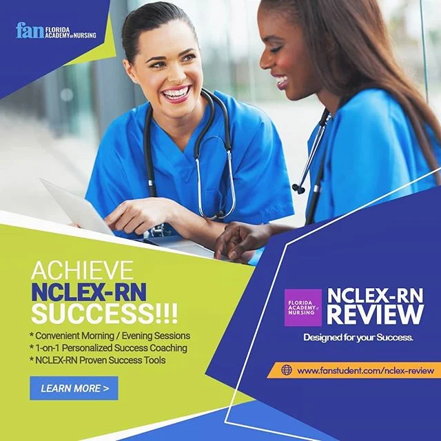 FAN's comprehensive NCLEX-RN Review Program is now available with flexible sessions at your convenience.

Morning Session: Starts Oct 22
Evening Session: Starts Oct 21

Limited seating, and space is going fast. 
More information at www.fanstudent.com