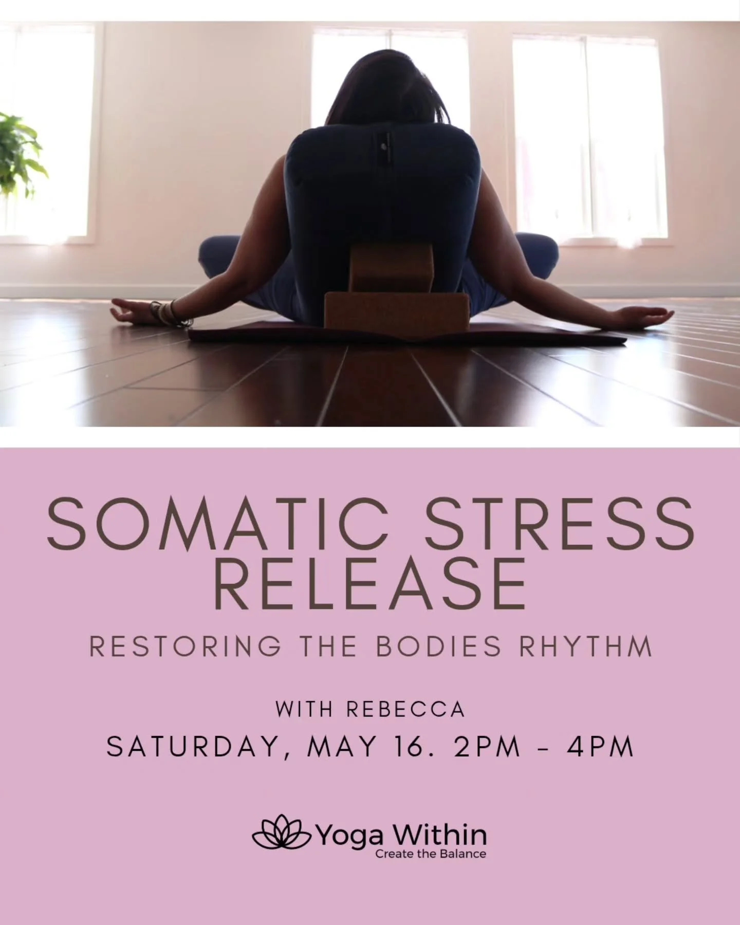 The next session of our Somatic Stress Release Workshop series is coming up!

Learn about the Somatic Stress Release&trade; cycle and how to use this awareness to care deeply for the body and mind. Leave feeling more attuned to your natural biologica