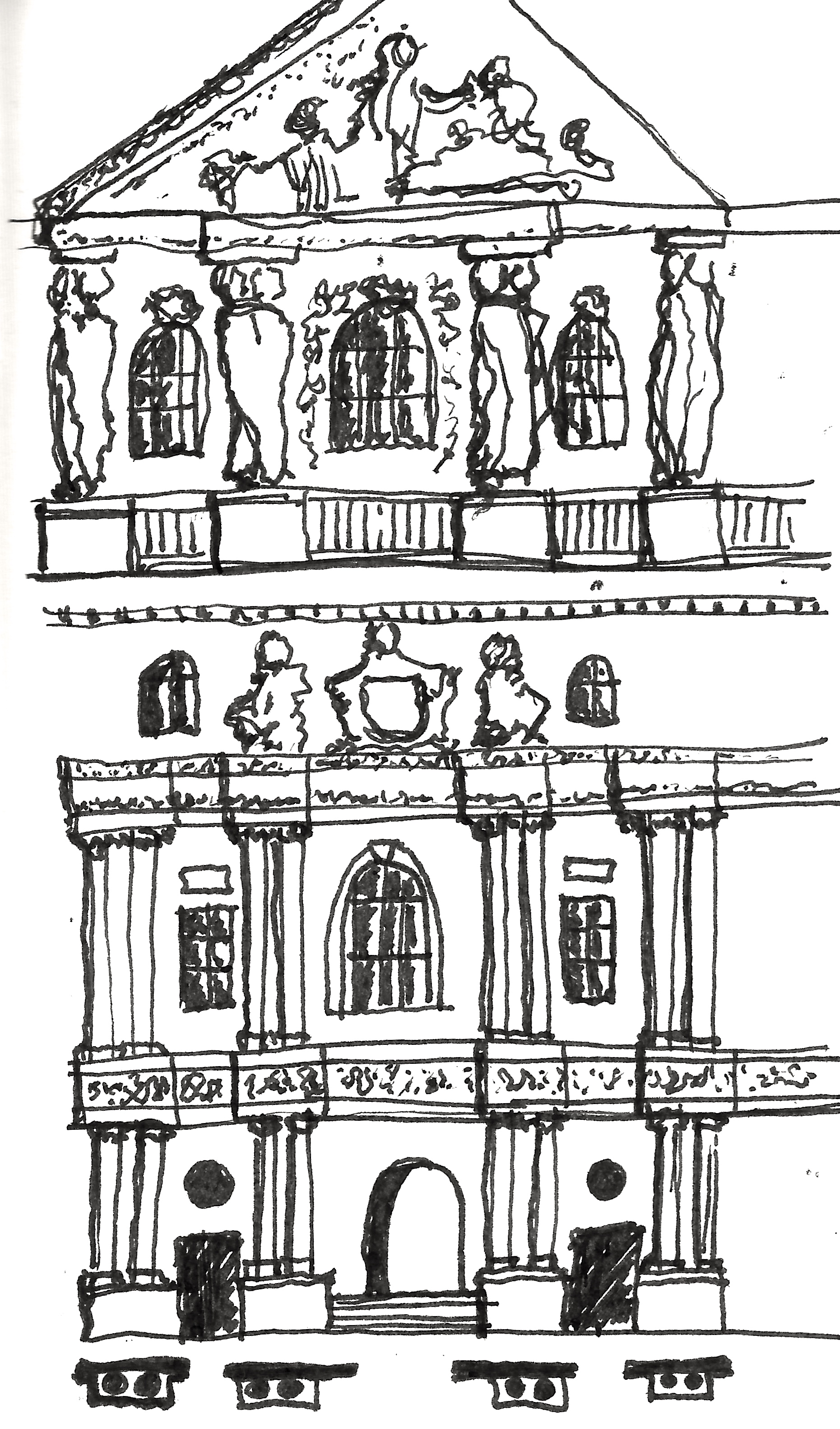 Louvre Facade Sketch