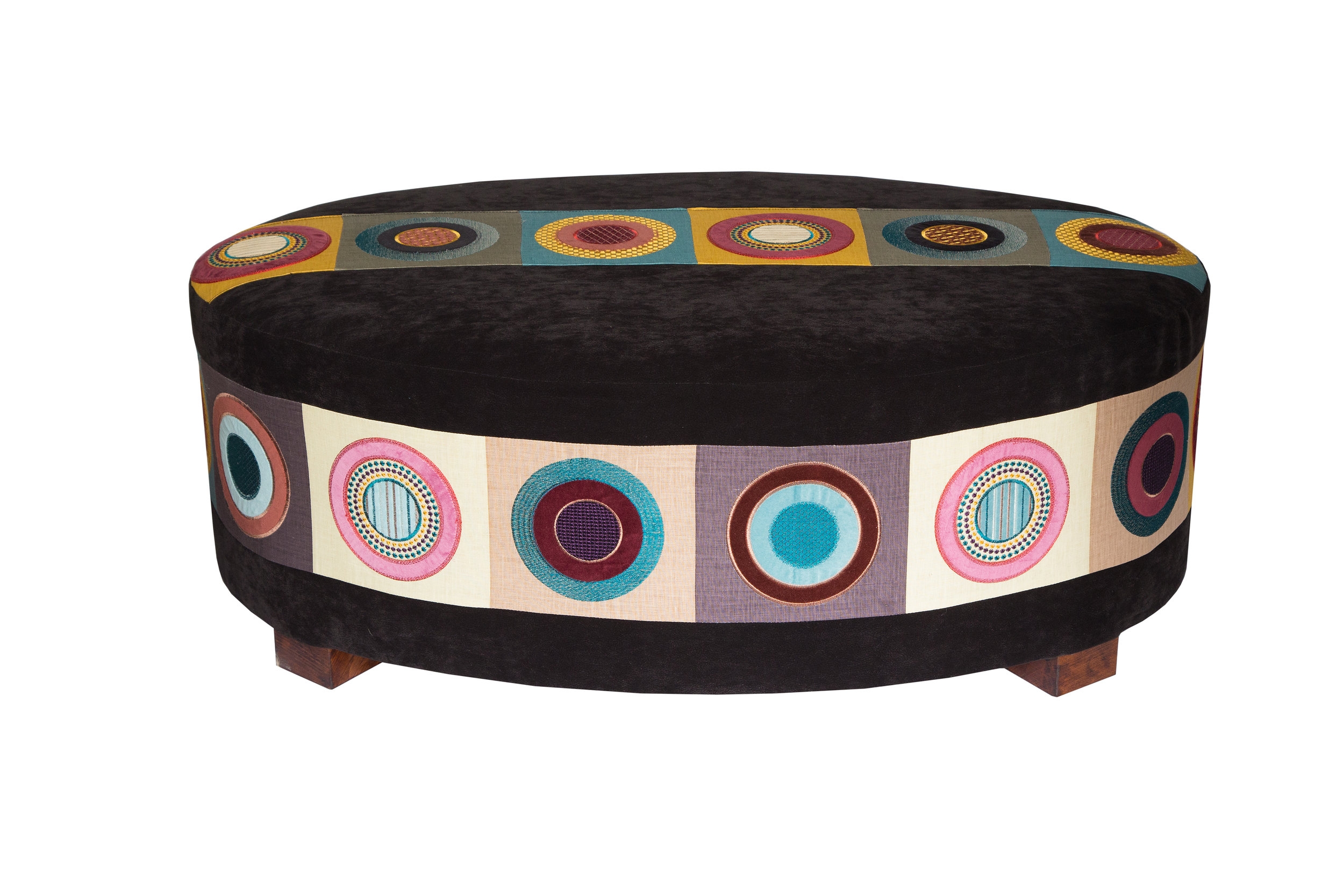 bespoke oval table stool in mulberry