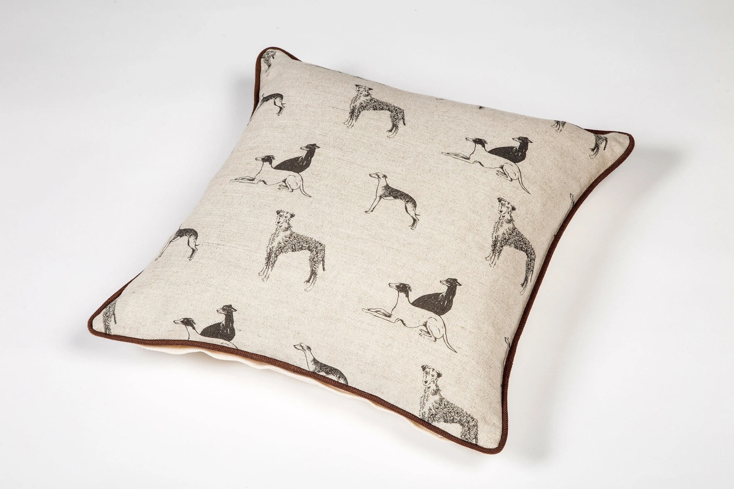 LARGE Long Dog 18" x 18 " Cushion in Emily Bond with linen back