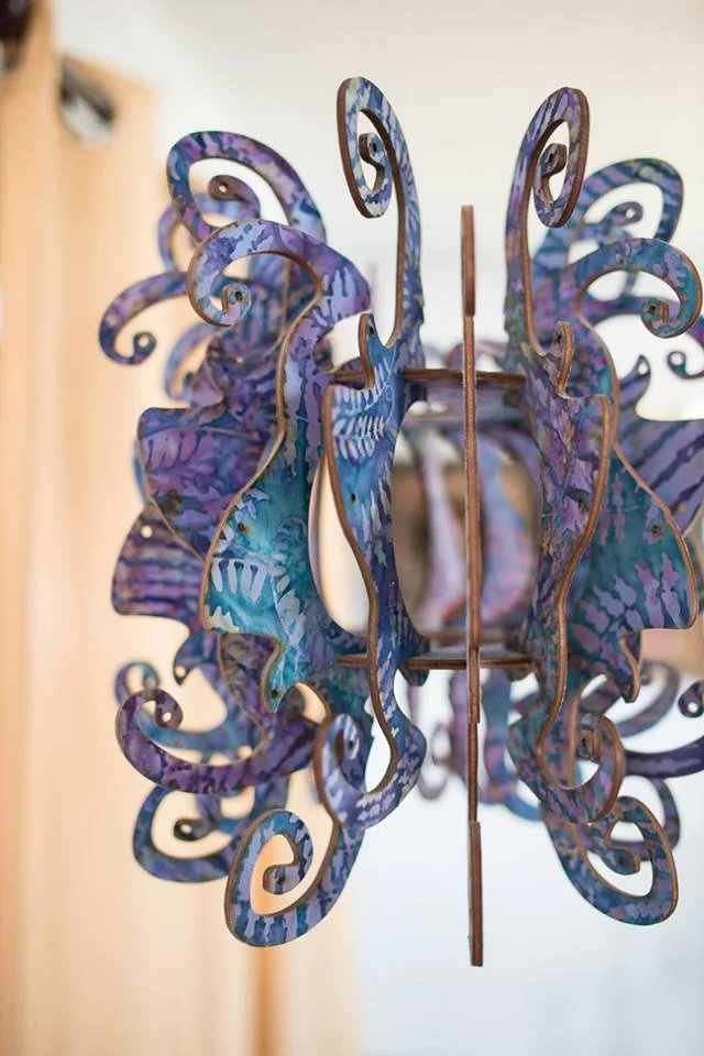 batik cotton & birch hanging fixture