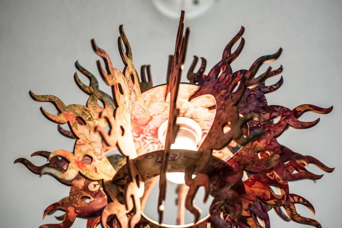 batik cotton & birch hanging fixture