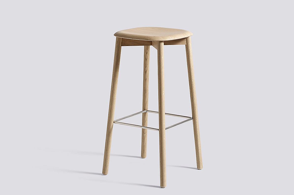By Hay, the Soft Edge 32 bar stool comes in Oak and Black, $295