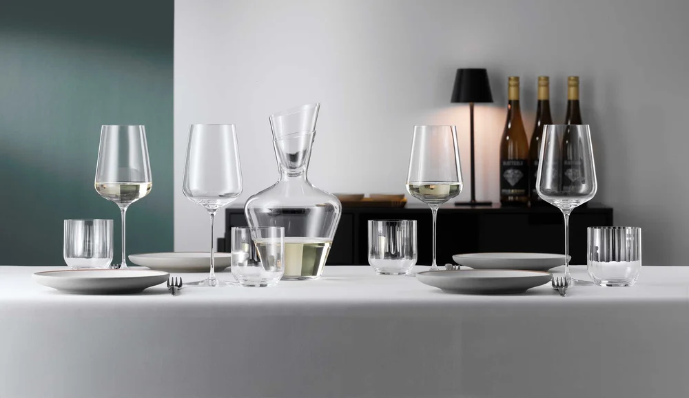 Table set with Spiegelau wine and water glasses